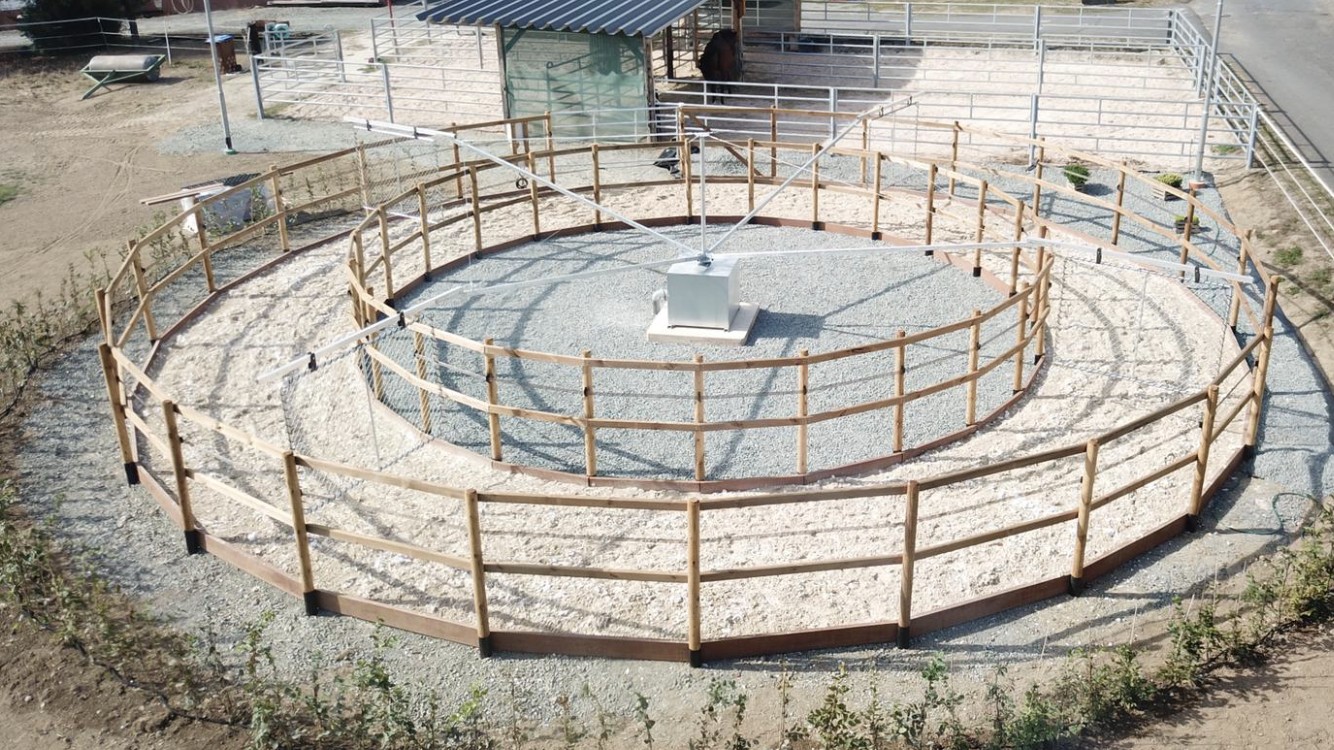Führanlage mit Holzzaun und Sandlauffläche